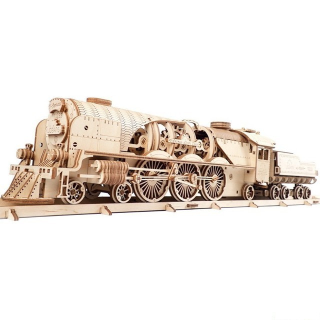 Ugears 3D puzzle - Lokomotiva V-express s vagónem 538 dílků