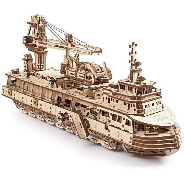 Ugears 3D puzzle - Výzkumný parník 575 dílků