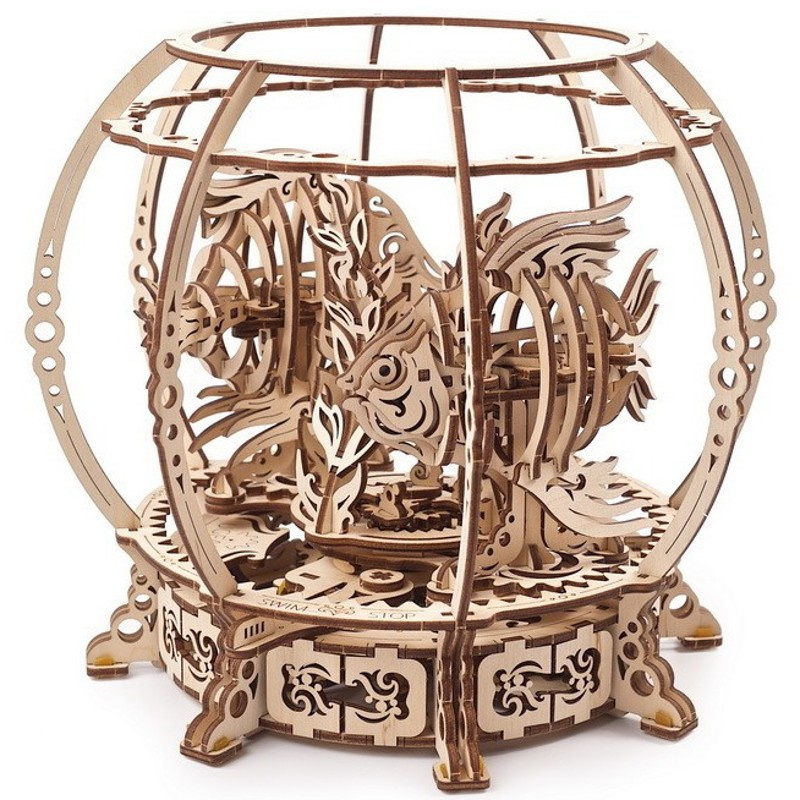 Ugears 3D dřevěné mechanické puzzle Mechanické akvárium