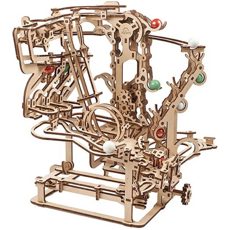 Ugears 3D dřevěné mechanické puzzle Kuličková dráha řetězová