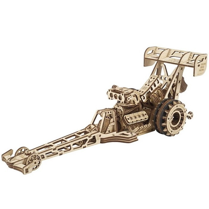 Ugears 3D dřevěné mechanické puzzle Závodní auto (dragster)