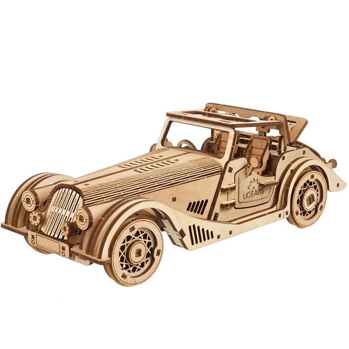 Ugears 3D dřevěné mechanické puzzle Sportovní auto Rapid Mouse