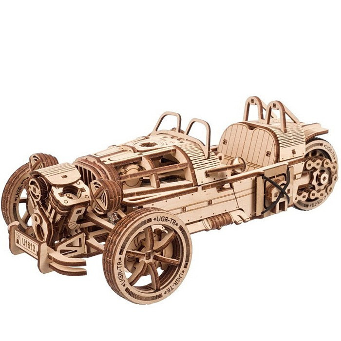 Ugears 3D dřevěné mechanické puzzle Tříkolka UGR-S