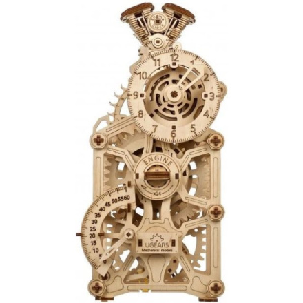 Ugears 3D dřevěné mechanické puzzle Hodiny motoru