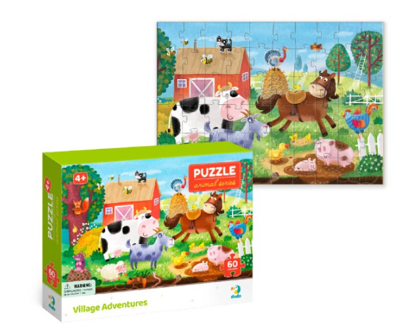 DODO Puzzle Zvířata: Dobrodružství na venkově 60 dílků