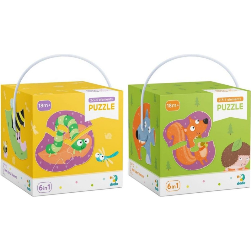 DODO Puzzle 2-3-4 dílků Lesní zvířátka a Brouci
