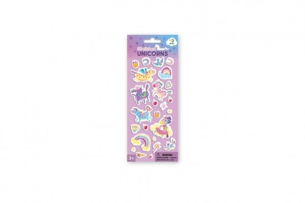 Teddies Samolepky 3D jednorožci pěna na kartě v sáčku 10x25cm