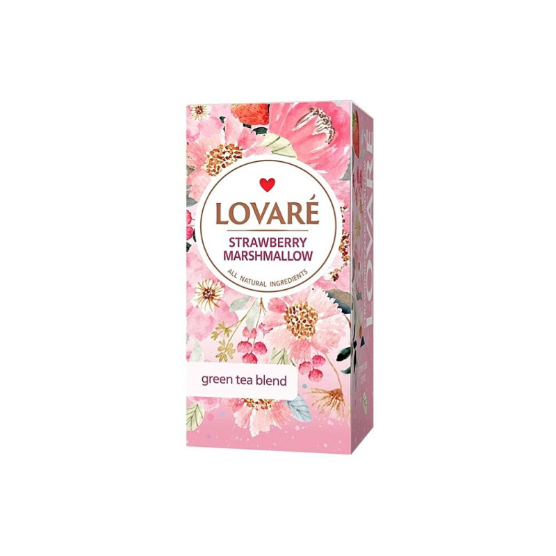 LOVARÉ Strawberry marshmallow zelený čaj 24 sáčků