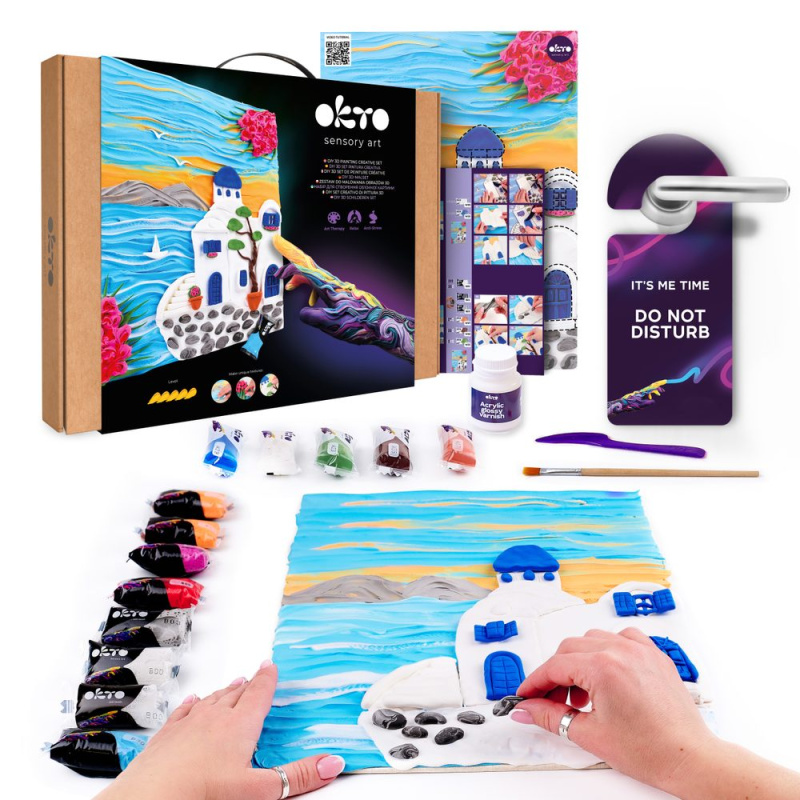 Okto výtvarný set na malování hmotou Santorini 30 × 40 cm