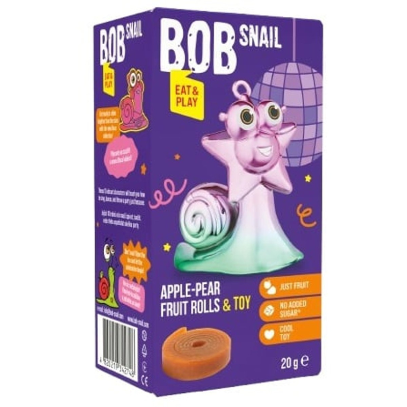Šnek Bob Ovocné rolované plátky jablko a hruška + hračka