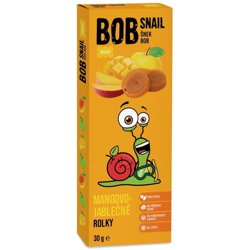 Šnek Bob Ovocné rolované plátky mango a jablko