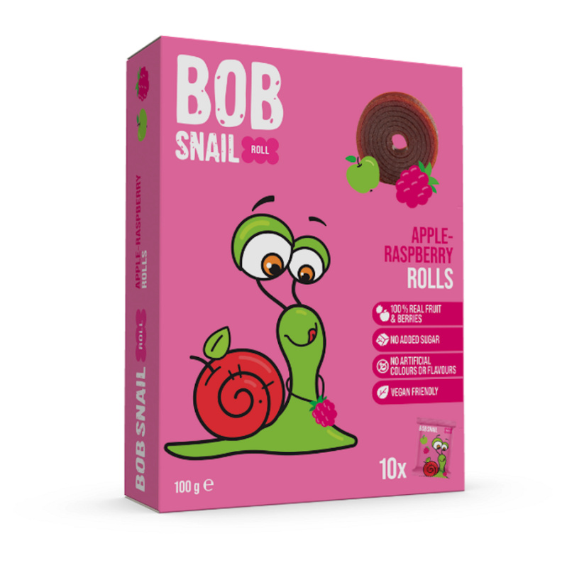 Ovocné rolky Bob Snail - jablko-malina, balené 10x 10g, 100g