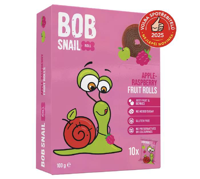 Ovocné rolky Bob Snail - jablko-malina, balené 10x 10g, 100g