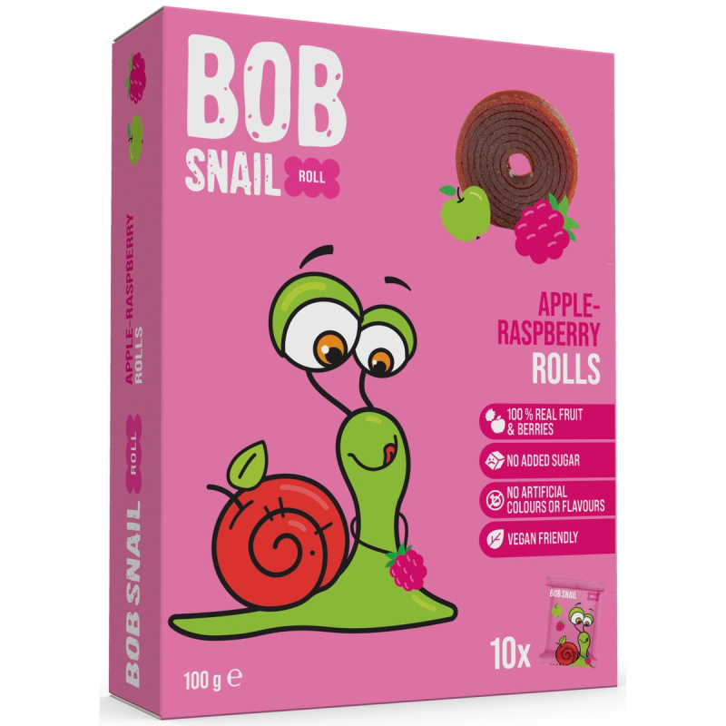 Ovocné rolky Bob Snail - jablko-malina, balené 10x 10g, 100g