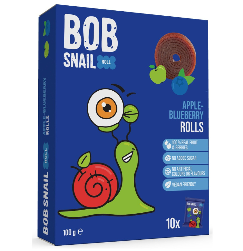 Šnek Bob Ovocné rolky jablko–borůvka
