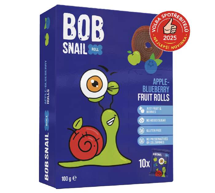 Šnek Bob Ovocné rolky jablko–borůvka