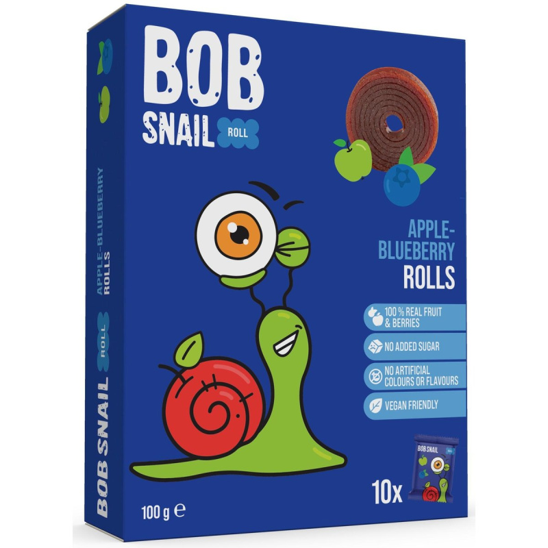 Šnek Bob Ovocné rolky jablko–borůvka