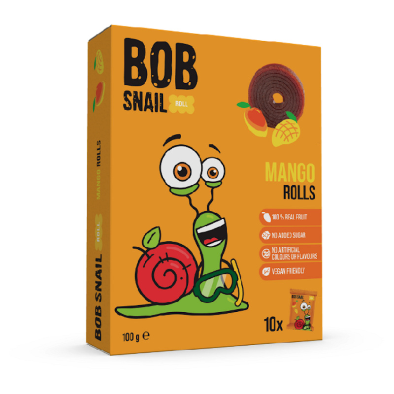 Ovocné rolky Bob Snail - mango, balené, 10x 10g, 100g