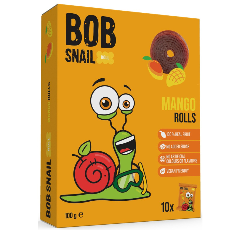 Ovocné rolky Bob Snail - mango, balené, 10x 10g, 100g