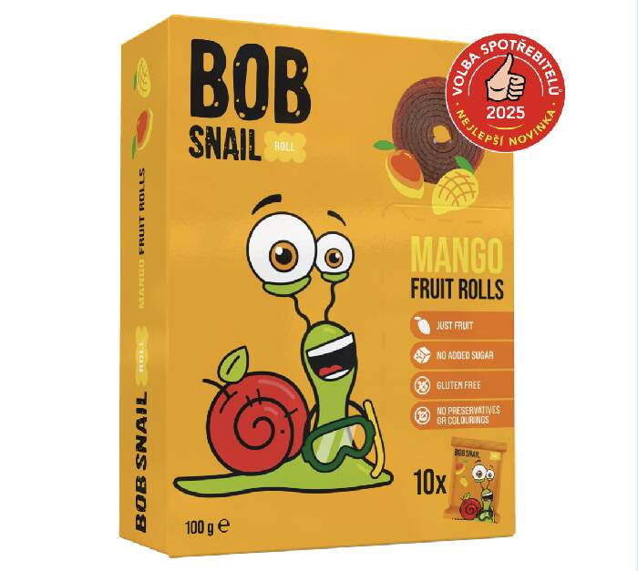 Ovocné rolky Bob Snail - mango, balené, 10x 10g, 100g