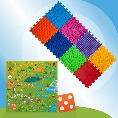 ORTEK Masážní a senzorická podložka Puzzle Mix 8 prvků + hra Lesní dobrodružství