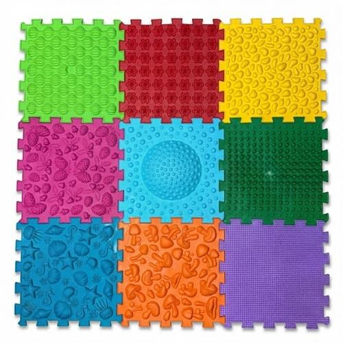 ORTEK Masážní a senzorická podložka pro děti, dospělé a psy Puzzle Mix 9 prvků