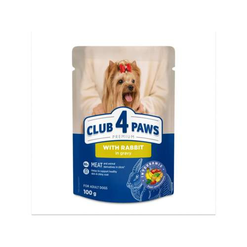 Club 4 Paws s králičím v omáčce 100 g – kapsička pro dospělé psy
