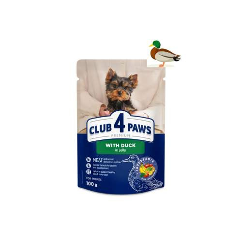 Club 4 Paws s kachnou v želé 100 g – kapsička pro štěňata malých plemen