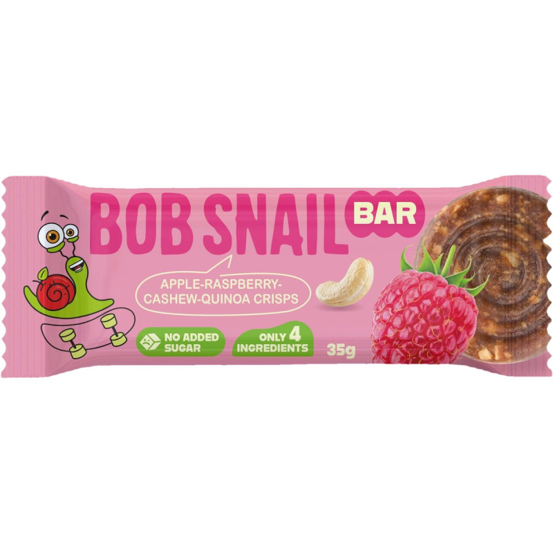 Šnek Bob Ovocná tyčinka jablko, malina s kešu a quinoou