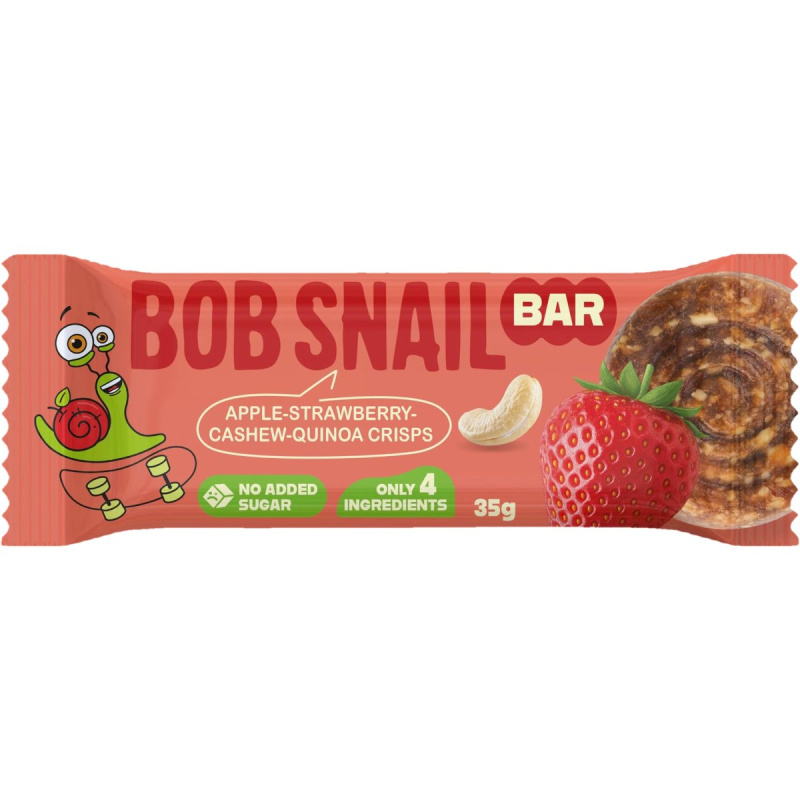 Šnek Bob Ovocná tyčinka jablko, jahoda s kešu a quinoou