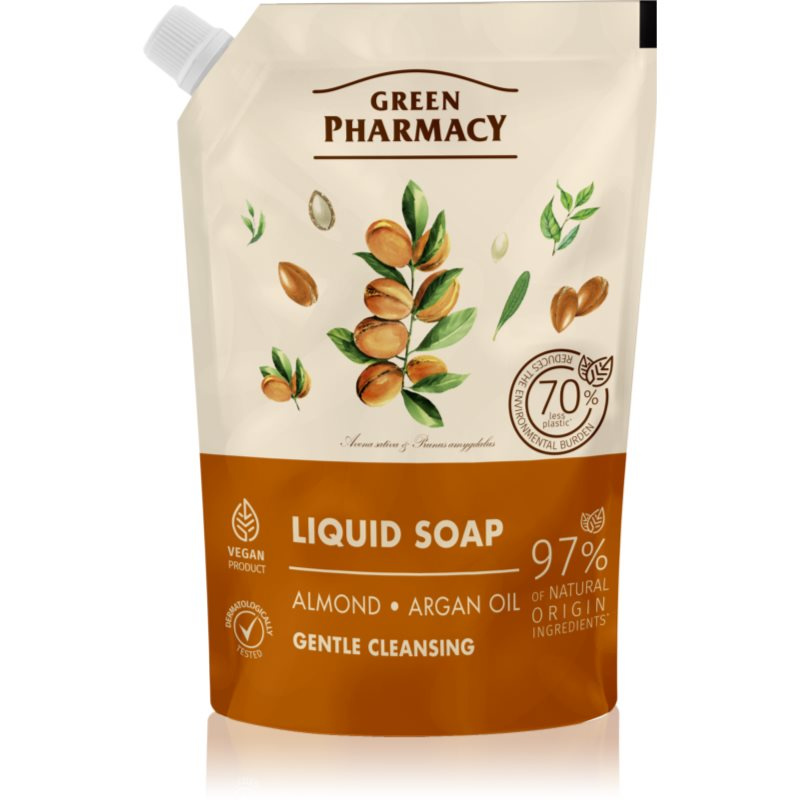 Green Pharmacy Mandle a Arganový olej tekuté mýdlo s dávkovačem, náplň 460 ml