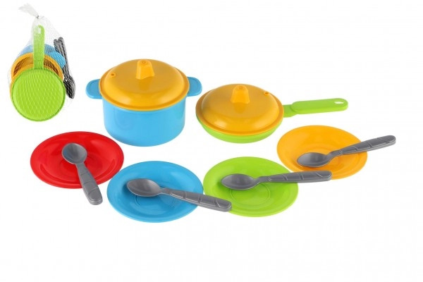 Teddies sada nádobí plast barevné 12ks v síťce