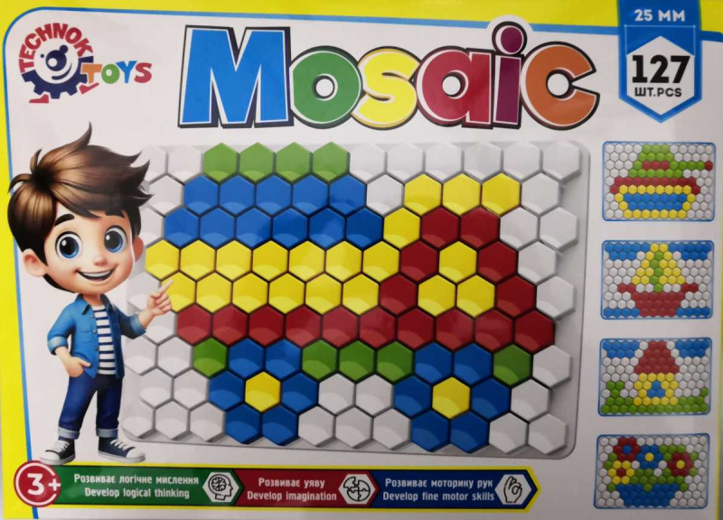 Teddies Mozaika klobouček 2,5cm hladká plast 34x24x4cm