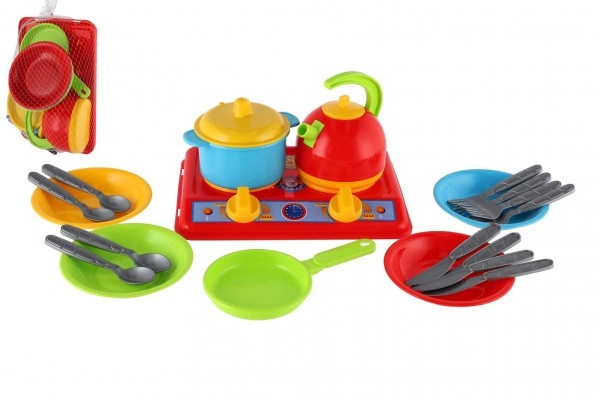 Teddies sada nádobí s vařičem plast 22x16cm s doplňky v sáčku