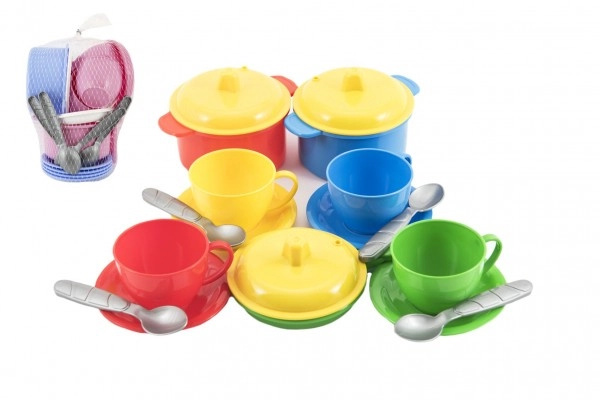 Teddies sada nádobí plast barevné 18ks v síťce
