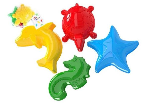 Teddies Formičky Bábovky na písek plast mořská zvířátka 4 ks