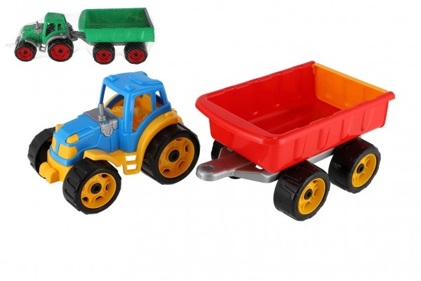 Teddies Traktor s vlekem plast 53cm na volný chod