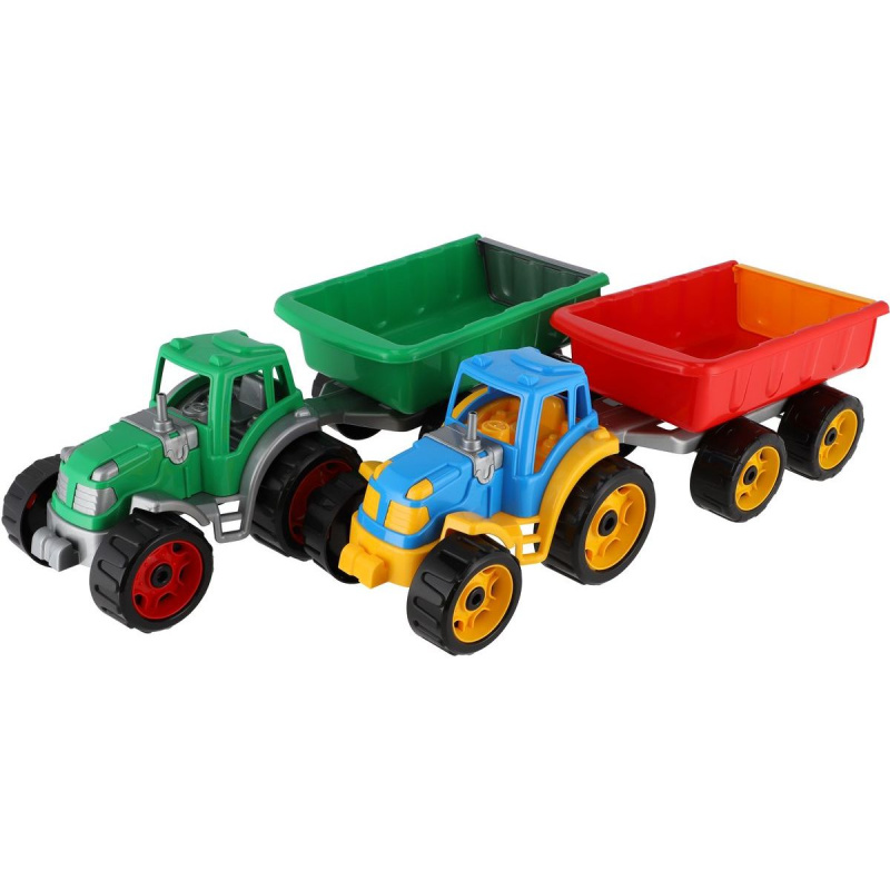 Teddies Traktor s vlekem plast 53cm na volný chod