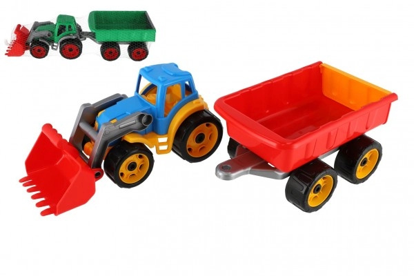 Teddies Traktor/nakladač/bagr s vlekem se lžící plast na volný chod