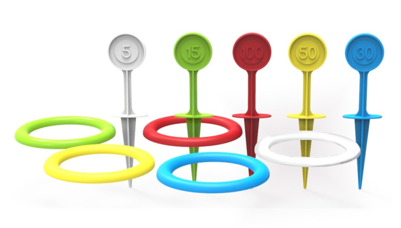 Hra házecí kroužky a kolíky plast 22cm v sáčku