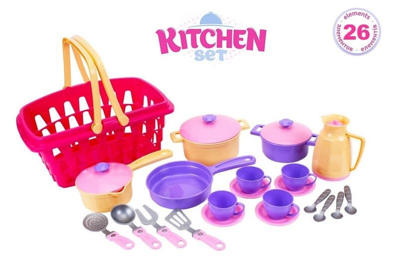 Kuchyňský set s košíkem s 25ks nádobí