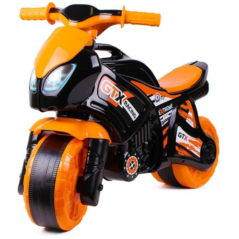 Teddies motorka oranžovo-černá plast 35x53x74cm