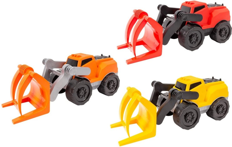 Traktor s drapákem 28 cm – stavební auto na volnoběh (mix barev)