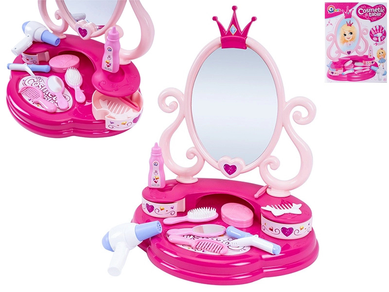 Kosmetický stolek pro děti se zrcadlem a doplňky 54 cm