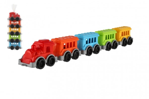 Teddies Lokomotiva/Vlak 4 vagony plast v síťce 5x24x10cm