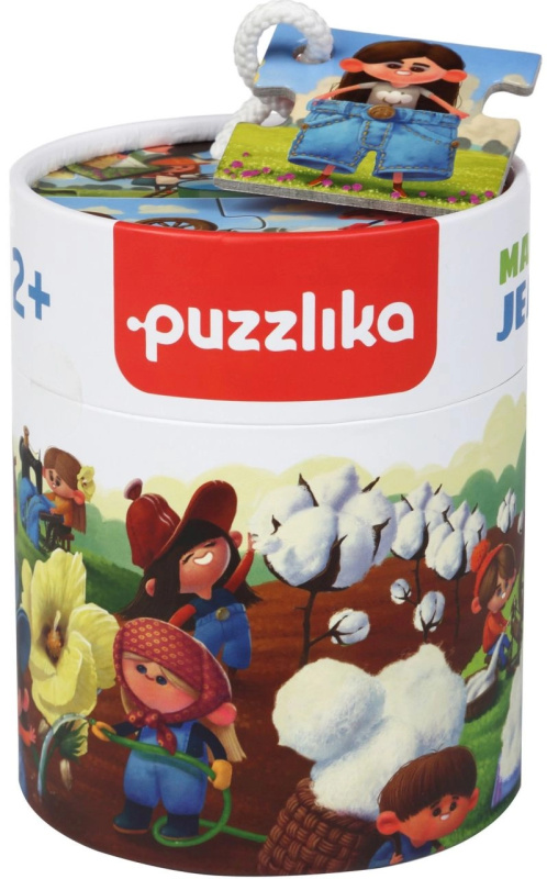 Puzzlika 14231 Výroba džínů naučné dějové 15 dílků