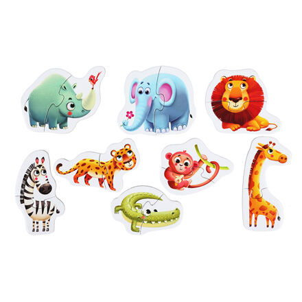 Puzzlika 14774 Africká zvířátka naučné 8 zvířátek 16 dílků