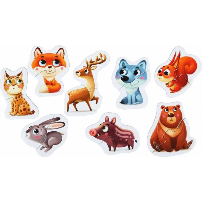 Puzzlika 14798 Lesní zvířátka naučné 8 zvířátek 16 dílků