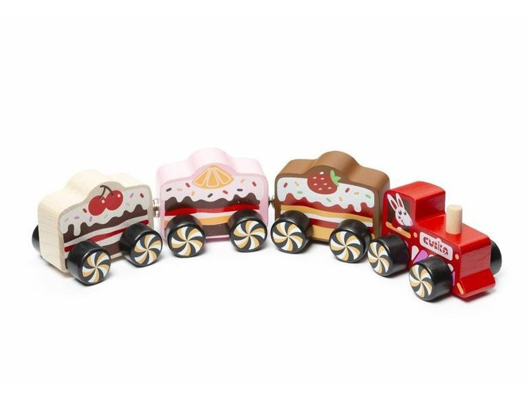 Cubika 15382 Vlak Cakes dřevěný vláček s magnety 4 díly