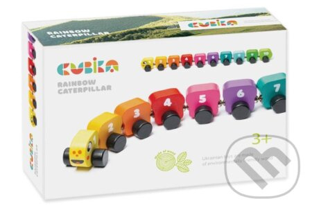 Cubika Cubik 15399 barevná housenka s čísly dřevěná hračka s magnety 10 dílů